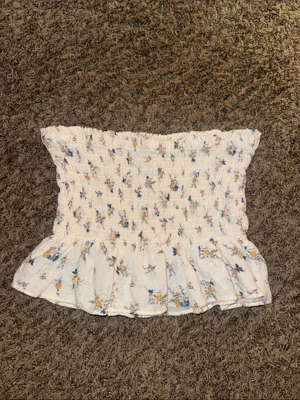 Floral tube top with ruffles